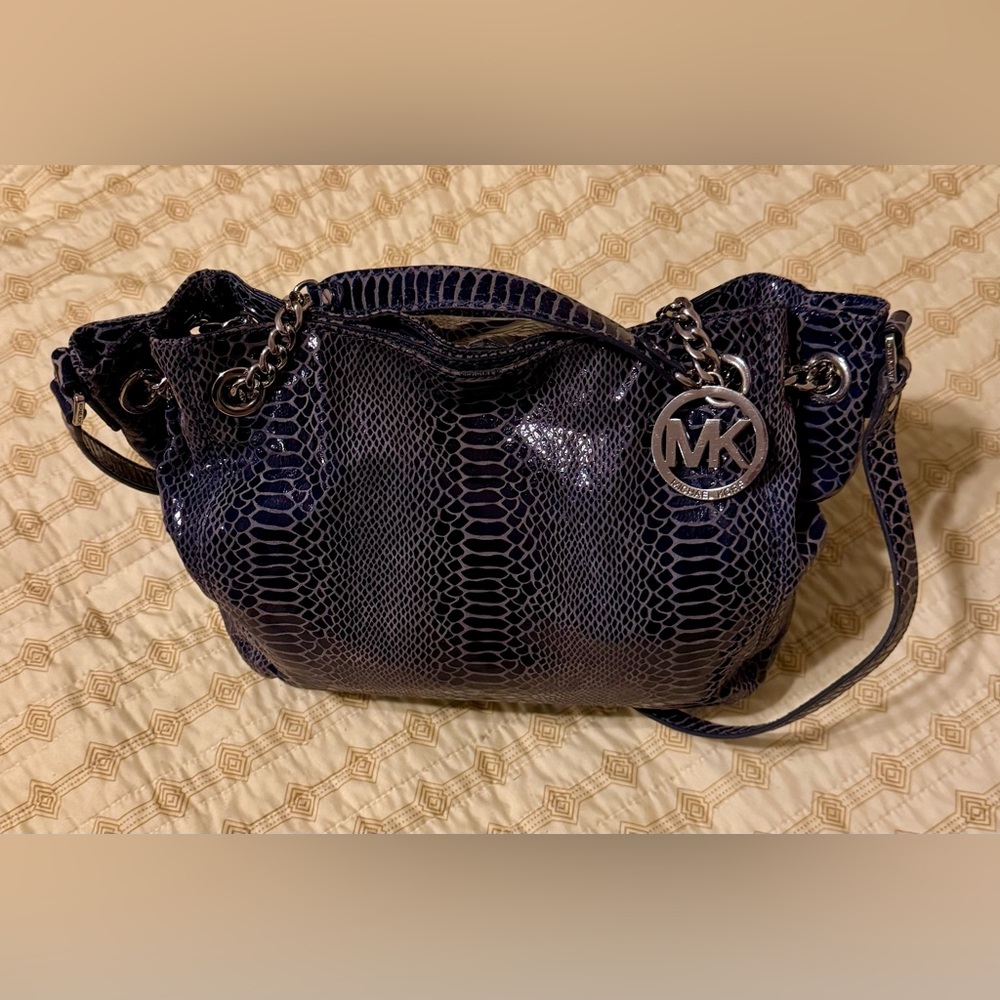 Michael Michael Kors Blue Python Embossed Leather… - image 8